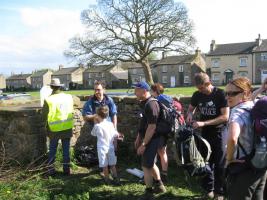 Walkers approaching half way checkpoint for hot dogs etc